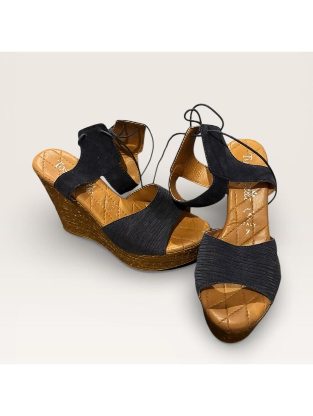 Navy Wedge Sandals